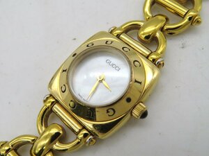 1円◆稼働◆ グッチ 6400L シェルシルバー クオーツ レディース 腕時計 M43201