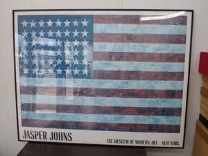 JASPER JOHNS ジャスパー・ジョーンズ アメリカ国旗 シルクスクリーン 額サイズ約W98.5×H77cm ポスター