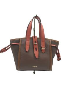 FURLA◆NET MINI TOTE/ショルダーバッグ/レザー/BRW