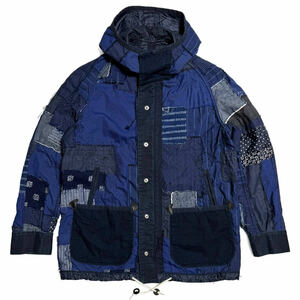 15SS 藍染め 和柄 パッチワーク マウンテンパーカ JUNYA WATANABE MAN コムデギャルソン ジュンヤマン Japonism Patchwork Mountain Parka