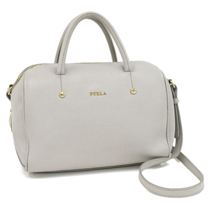 1円 ◆新品同様 FURLA フルラ アリッサ 2wayショルダーバッグ ハンドバッグ ALISSA レザー ライトグレー◆E.Blg.Gt-18☆