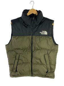 THE NORTH FACE◆NUPTSE VEST_ヌプシベスト/M/ナイロン/カーキ/無地