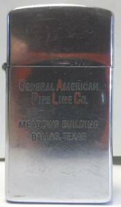 61’SLIM FLAT BOTTOM ZIPPO　GENERAL AMERICAN PIPE LINE CO　美品　フラットボトム