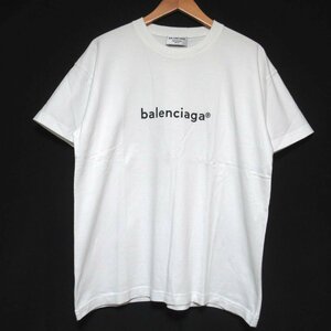 クリーニング済 美品 BALENCIAGA バレンシアガ 2020年モデル レターロゴプリント クルーネック 半袖 Tシャツ M ユニセックス ホワイト