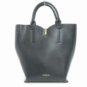 フルラ FURLA RIBBON S BUCKET BAG ハンドバッグ ミニトート レザー 黒 ブラック M ■SM1 レディース