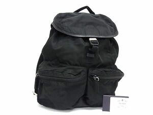 1円 ■美品■ PRADA プラダ v164 テスートナイロン×サフィアーノレザー リュックサック バックパック メンズ ブラック系 BL0018