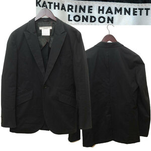 ★【国内正規品 希少】KATHARINE HAMNETT LONDON (キャサリンハムネットロンドン)ピークドラペル テーラード ジャケット L ダークネイビー