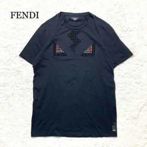 【未使用級】FENDI フェンディ Tシャツ 黒 スタッズ モンスター 50