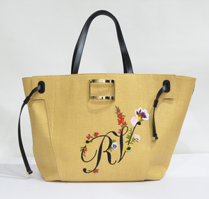 Roger Vivier ロジェヴィヴィエ 伊勢丹ポップアップストア限定 Flower-Embroidered Straw Tote Bag ストロートートバッグ Y-286749