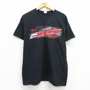 L/古着 半袖 Tシャツ メンズ レーシングカー トミーデイビスジュニア 企業広告 コットン クルーネック 黒 ブラック 23jun28 中古