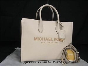 1円 ■新品同様■ MICHAEL KORS マイケルコース レザー 2WAY クロスボディ ショルダーバッグ トートバッグ 斜め掛け ホワイト系 FC0561