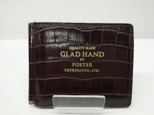 GLAD HAND×PORTER マネークリップ 二つ折り財布 ホースハイドレザー ダークブラウン 日本製