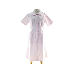 ワンピース ブロード 半袖 看護衣 綿混素材 シワになりにくい 看護師 介護士 LLサイズ ピンク 送料250円