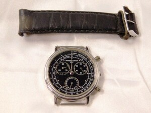 Y119★FREDERIQUE CONSTANT GENEVE/メンズ腕時計/ DEPOSEクロノグラフ？/ステンレス/文字盤黒系/フレデェリックコンスタント/ジャンク