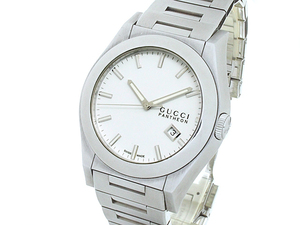 音羽屋■ グッチ GUCCI パンテオン 115.2 ホワイト文字盤 デイト メンズ クオーツ 腕時計