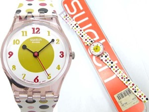 綺麗 swatch スウォッチ レディース腕時計 #828 ドット 水玉 カラフル 電池新品 クォーツ