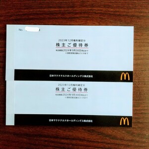 マクドナルド 株主優待券 2冊(6枚綴り×2）2024.9.30まで 匿名配送無料