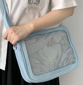 クリア　バッグ　ショルダーバッグ　カバン　推し活　シンプル　アウトドア　small blue