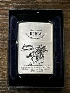 zippo Tayasu Tsuyoshi DERBY タヤスツヨシ 年代物 1994年製 silver シルバー 競走馬 馬 62th Running デットストック ケース 保証書
