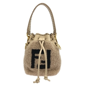 フェンディ FENDI ハンドバッグ 8BS010 ミニ モントレゾール シープスキン×ラムスキン ピンクベージュ×黒 ミニバッグ/巾着型 バッグ