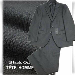 新品1円～★定価4.9万 Black On TETE HOMME テットオム ウール毛 シングル二つボタンスーツ 96AB5 ノータック ストレッチ ◆6980◆