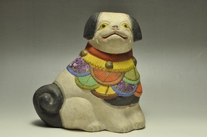 犬の土人形　狗　狆　郷土玩具　伏見人形　時代土人形