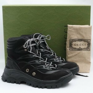 未使用 26cm GUCCI コントラストパネルレースアップブーツ サイズ7 ブラック 6987792KD20 グッチ contrast-panel lace-up Boots