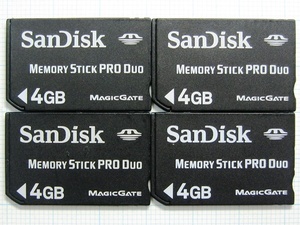 ★SanDisk メモリースティック PRODuo 4GB ４枚 中古★送料６３円～