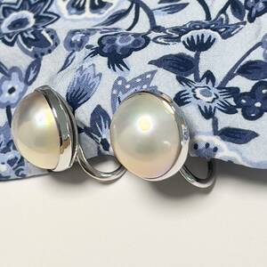 ◆マベパール 真珠 色ツヤ最高 SILVER金具 ヴィンテージ イヤリング 13mm真珠 アクセサリー ピアス vintage PEARL earring シルバー 925