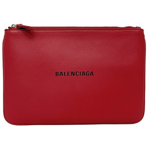 バレンシアガ ポーチ Ｍ レッド ブラック エブリデイ 551992 未使用 美品 レザー Sランク BALENCIAGA