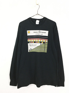 古着 90s USA製 Frank Lloyd Wright 自転車 サイクリング グラフィック アート 長袖 Tシャツ ロンT L 古着