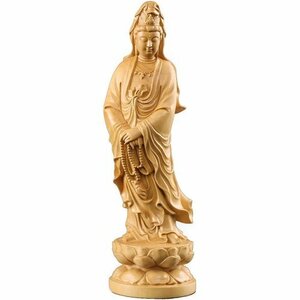 Sugarello 高さ12cm 仏壇仏像 仏教美術 高級木彫り ツゲ製 刻 木 観音像 木彫り 仏像 観音木彫 259