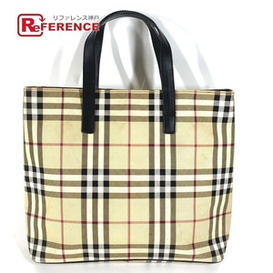 BURBERRY バーバリー チェック トートバッグ カバン ハンドバッグ ベージュ レディース【中古】