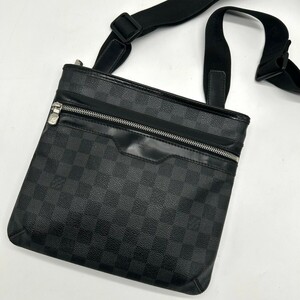 高級品◆美品 ルイヴィトン LOUIS VUITTON トマス ダミエグラフィット ショルダーバッグ メッセンジャー サコッシュ メンズ 黒 レザー 鞄