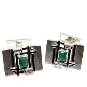 豪華!!TASAKI(田崎真珠)ソ付き!!《Pt900天然ダイヤモンド/天然エメラルドカフス》M 約29.3g 0.51ct diamond emerald jewelry FB5/FB5
