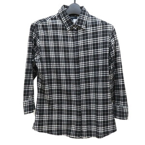 BURBERRY/バーバリー ノヴァチェック　ボタンシャツ　七分丈 長袖シャツ コットン100％ ブラック レディース