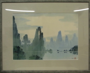 真作保証 張光壁 山水 肉筆紙本 P10 中国画家 肉筆 額付絵画 額装 中国 美術〇中国画家 内モンゴル美協美術館館長 0313