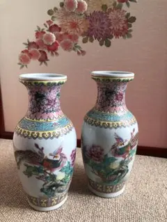 時代　中国　景徳鎮製　花瓶　一対