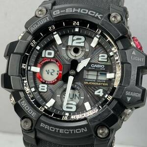 美品 G-SHOCK GWG-100-1A8JF MUDMASTERマッドマスター タフソーラー 電波受信 電波ソーラー マルチバンド6 ブラック仕様 アナデジ レッド