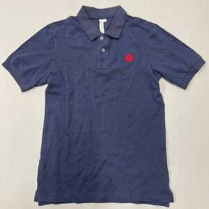 メンズ ポロシャツ 半袖 Sサイズ 綿 100% 未使用 ネイビー 紺色 ロゴ 刺繍
