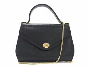 1円 ■美品■ ChristianDior クリスチャンディオール レザー チェーン クロスボディ 2WAY ハンドバッグ ショルダー ブラック系 AW8318