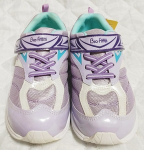 靴 21.5㎝EEE Bio-fitter バイオフィッター スニーカー タグ付き 紫×エメラルドグリーン パープル