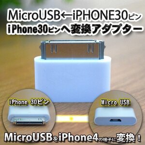 micro USBをiPhone 30ピン端子に変換するアダプター