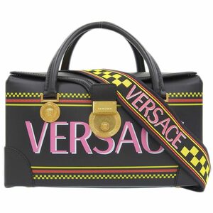 ◆未使用◆ ヴェルサーチ VERSACE 希少 2WAY ショルダーバッグ ボックス vintagelogo コレクション 希少 ブラック レディース [283600]