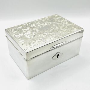 シルバージュエリーボックス SV950 アクセサリーボックス 彫金 小箱 宝石箱 レトロ アンティーク シルバー 送料無料