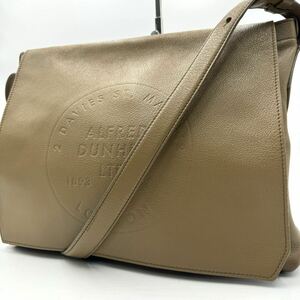 1円〜【入手困難】dunhill ダンヒル チルターン メンズ ショルダーバッグ 斜め掛け A4 メッセンジャー ビジネス 最高級 レザー ベージュ