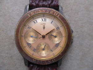 ★☆トラサルディ　TRUSSARDI　メンズ腕時計　クロノグラフ　クオーツ　K18ベゼル　SV925ケース　TRS-2509☆★