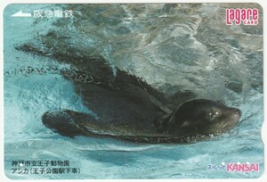 阪急電鉄ラガールカード（スルッとKANSAI）1000　神戸市立王子動物園アシカ　※使用済