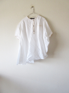 美品 2021 mizuiro ind / ミズイロインド アシンメトリーハーフスリーブシャツ WHITE * プルオーバー シャツ ブラウス