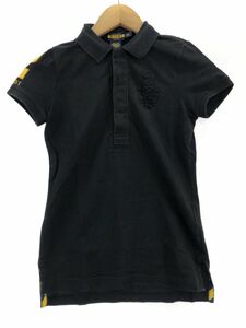 ゆうパケットOK RUGBY RALPH LAUREN ラルフローレン ラグビー ビーズ 刺 ポロシャツ sizeXS/黒 ■◆ ☆ ebc6 レディース